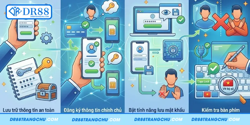 Các lưu ý giúp ghi nhớ và bảo vệ mật khẩu DR88 an toàn